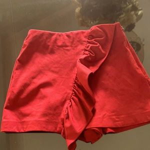 Red ruffle skort